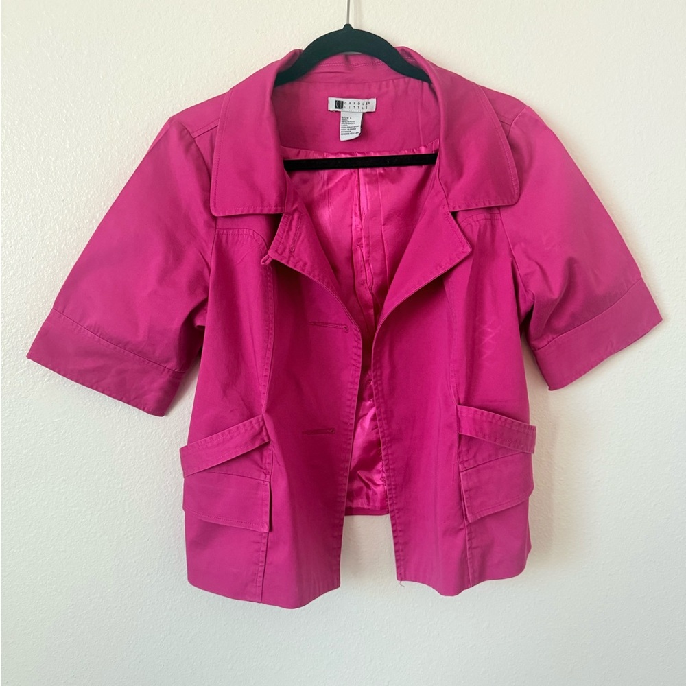 Half sleeves, dressy, pockets, size L, brand: CL, lined, fake button holes,